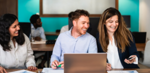 people enjoying career progression