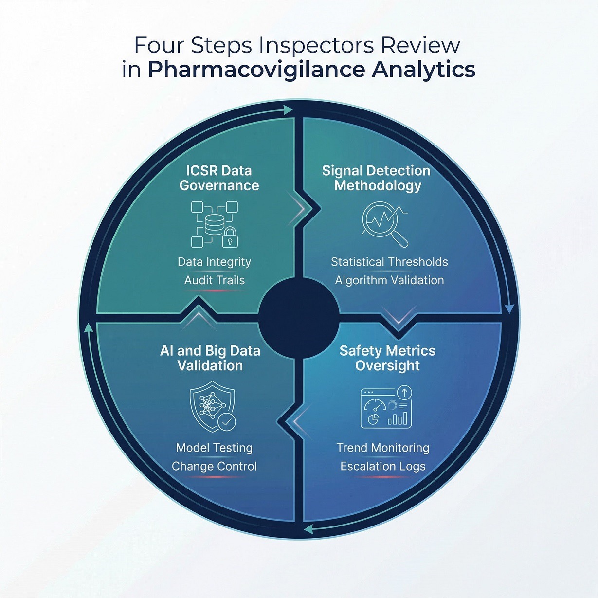 : Four Inspection Control Areas in Pharmacovigilance Analytics Systems