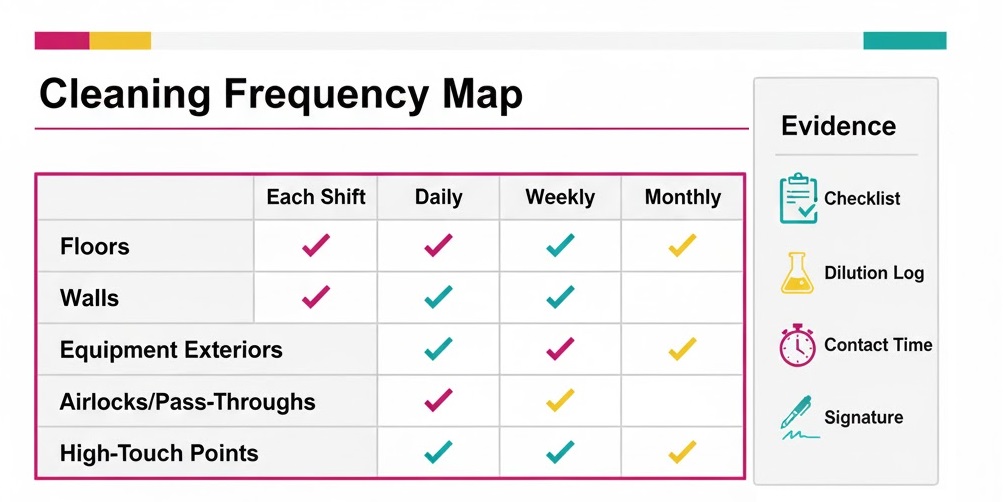 A simple cleaning frequency map you can follow