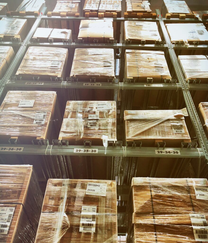 Looking up the warehouse shelves at Ikea