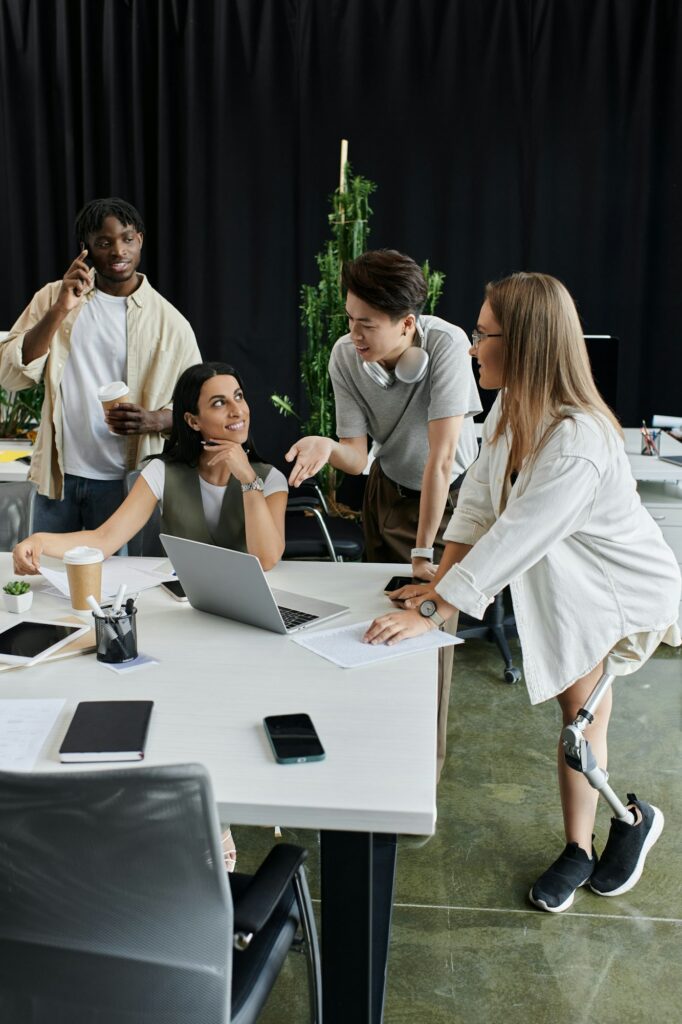 Diverse Team Brainstorming in Modern Startup Office