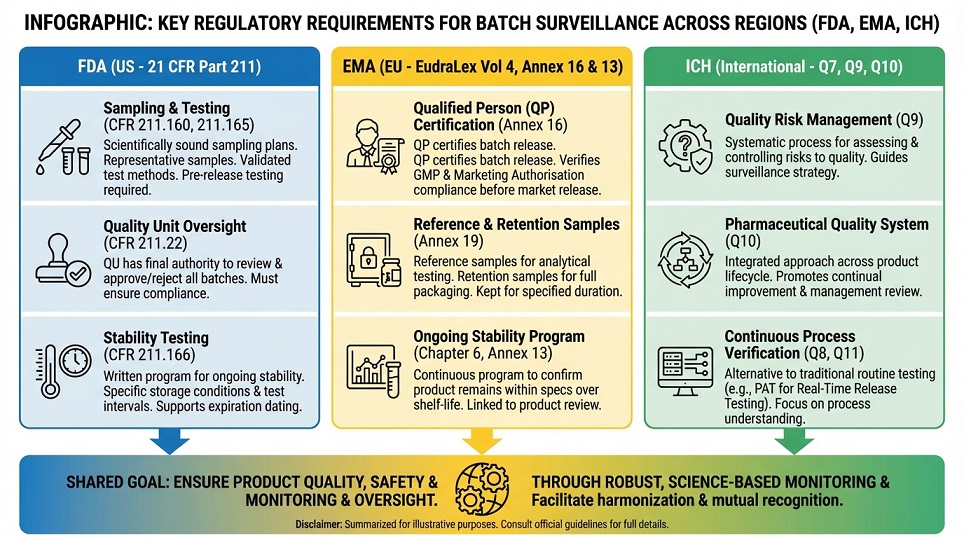 Key Regulatory Requirements for Batch Surveillance across Regions (FDA, EMA, ICH)