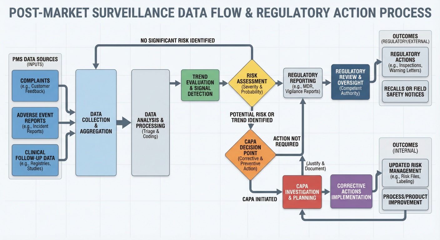 PMS inspections focus on trends, CAPA, reporting.