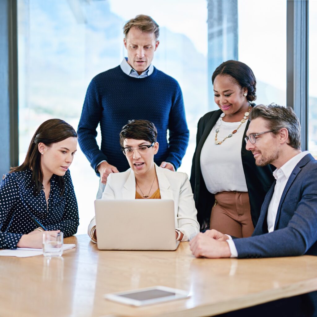 Working on their latest project. Cropped shot of corporate businesspeople meeting in the boardroom.