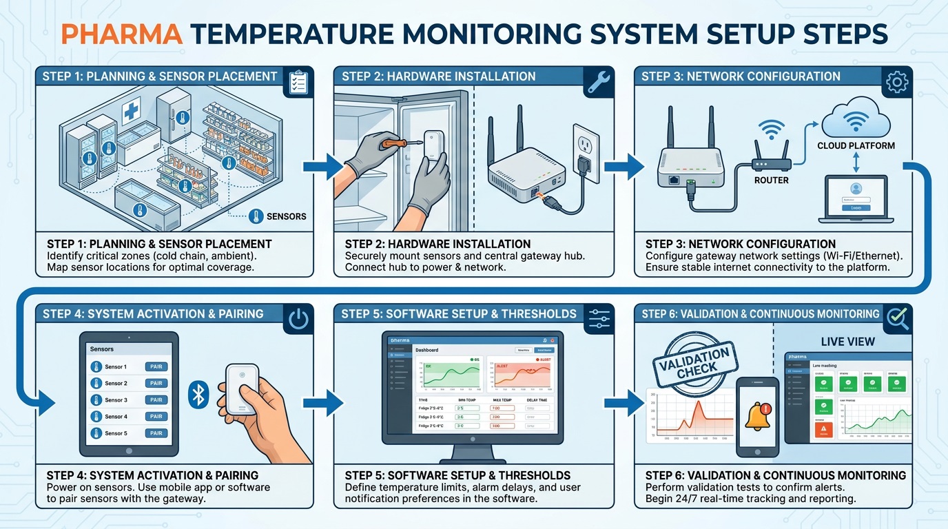 Pharma Temperature Monitoring System Setup Steps
