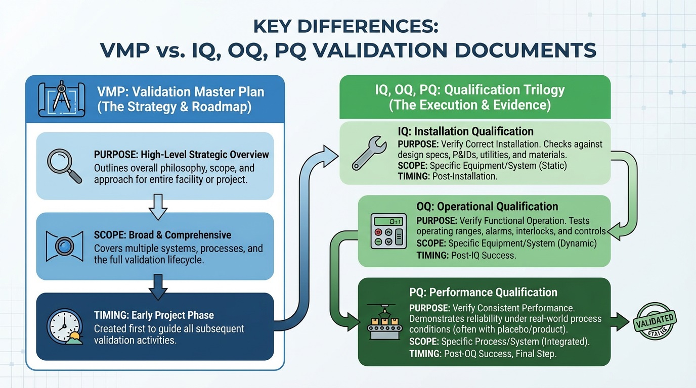 Key Differences Between VMP and IQ, OQ, PQ Validation Documents