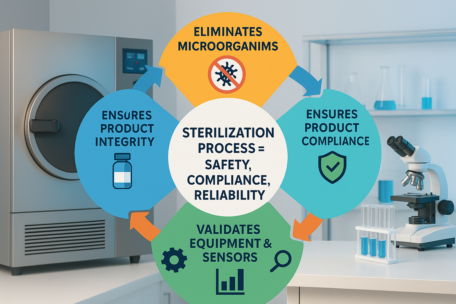Sterilization process protects products from harmful microorganisms effectively.