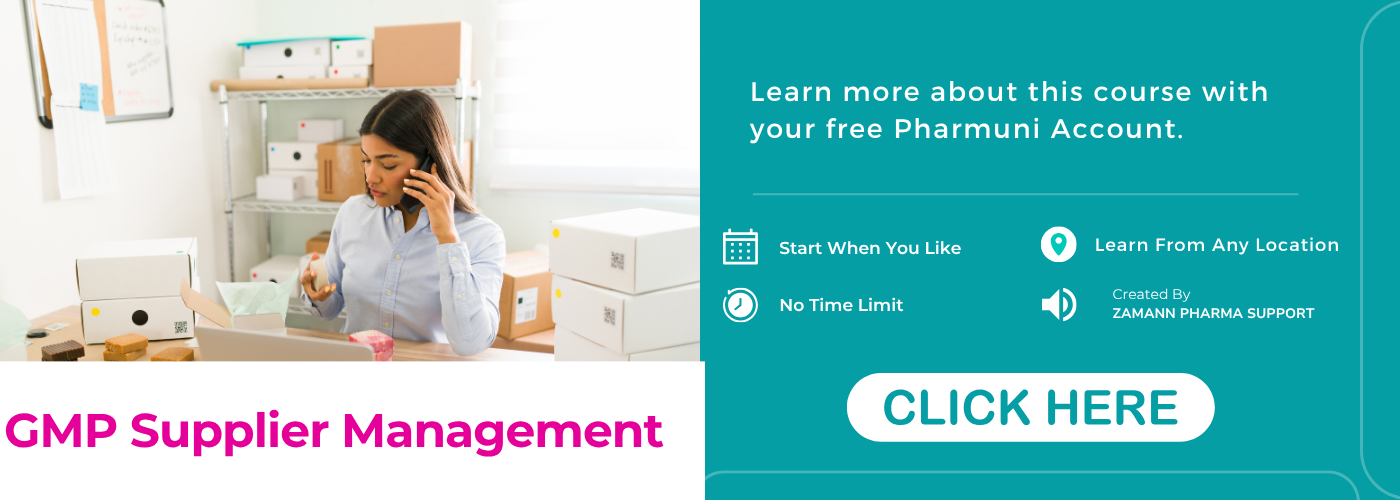 GMP Supplier Management course
