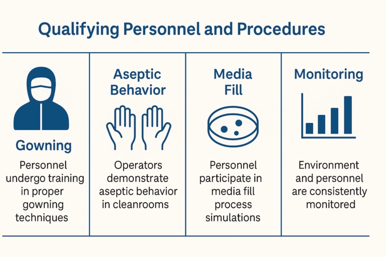 Key steps in qualifying cleanroom staff for aseptic media fill processes.