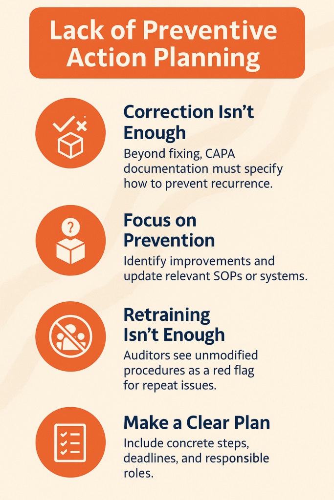 Without clear planning, CAPA documentation fails to show how issues will stay resolved.