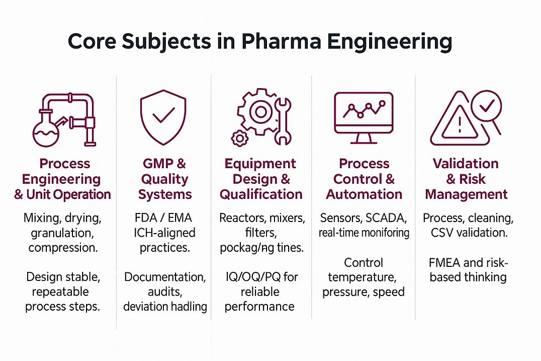 Master the science, design the systems, protect the patient: your pharma engineering roadmap in one graphic.