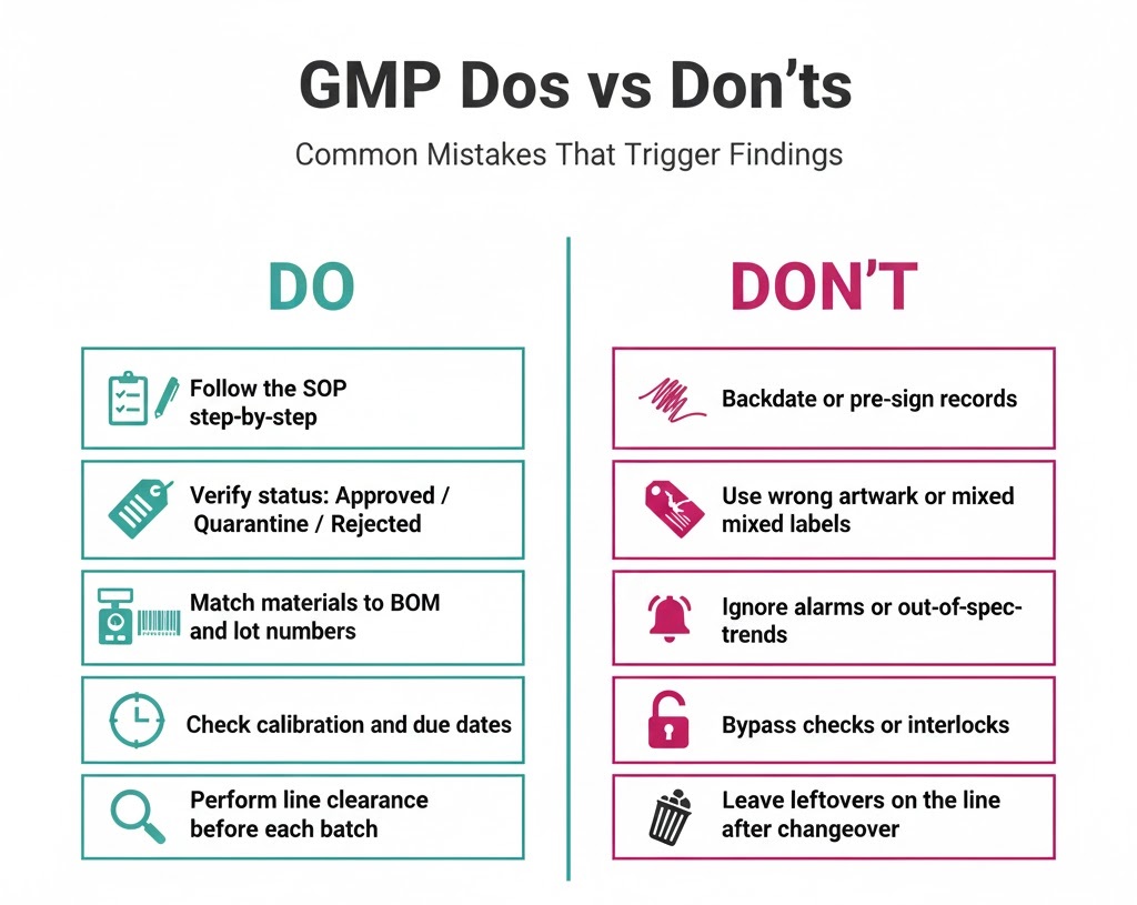 GMP Dos vs Don’ts in one view avoid the mistakes that trigger findings