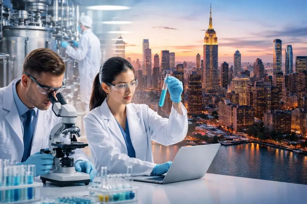 Sterile injectable manufacturing New York laboratory environment reflecting FDA inspection history New York facilities and CAPA and deviation management pharma standards.