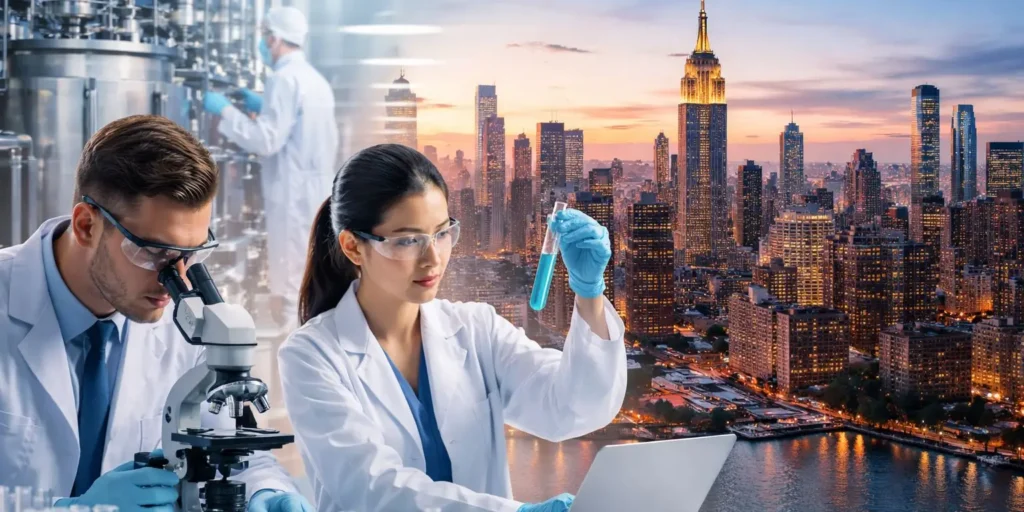 Sterile injectable manufacturing New York laboratory environment reflecting FDA inspection history New York facilities and CAPA and deviation management pharma standards.
