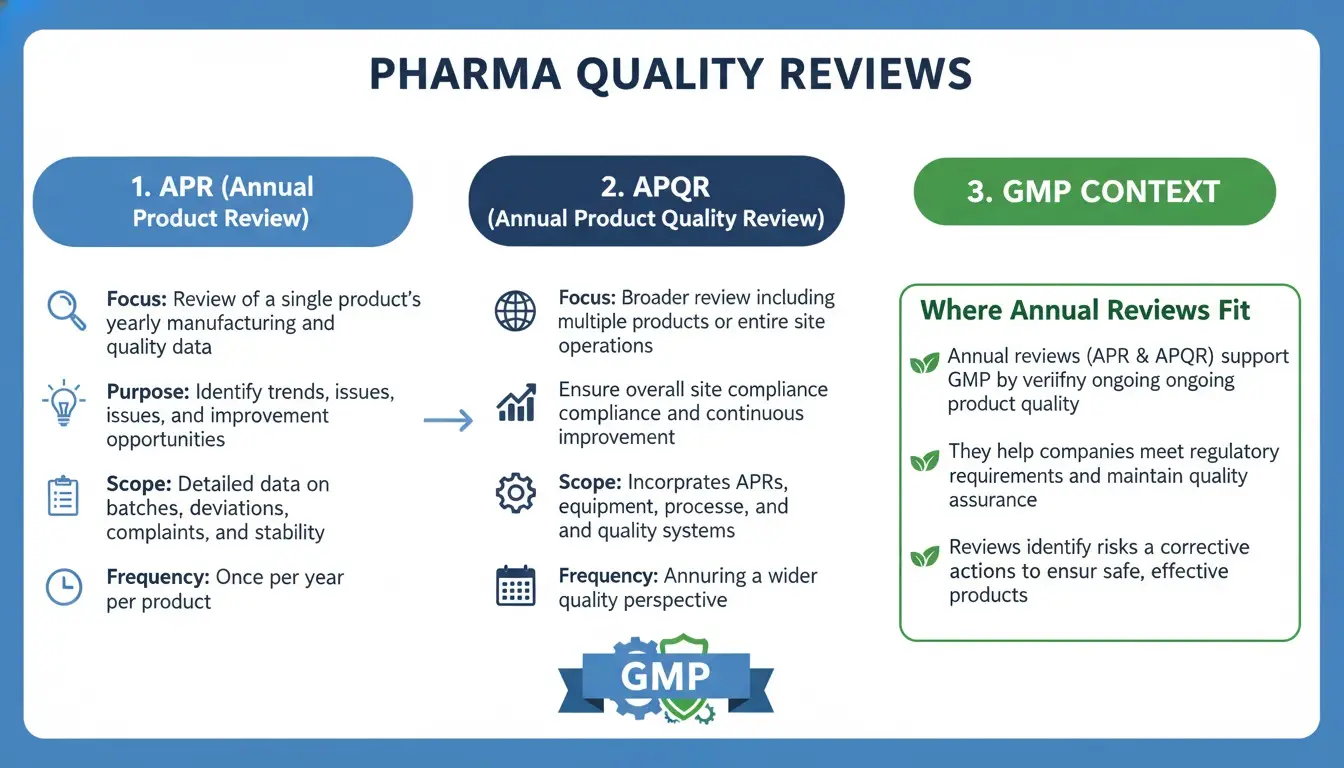 APR vs APQR in GMP Context Where Annual Review Fits in Pharma Quality Systems