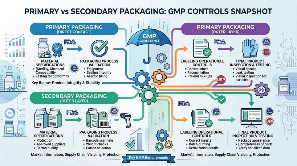 Primary vs Secondary Packaging GMP Controls Snapshot
