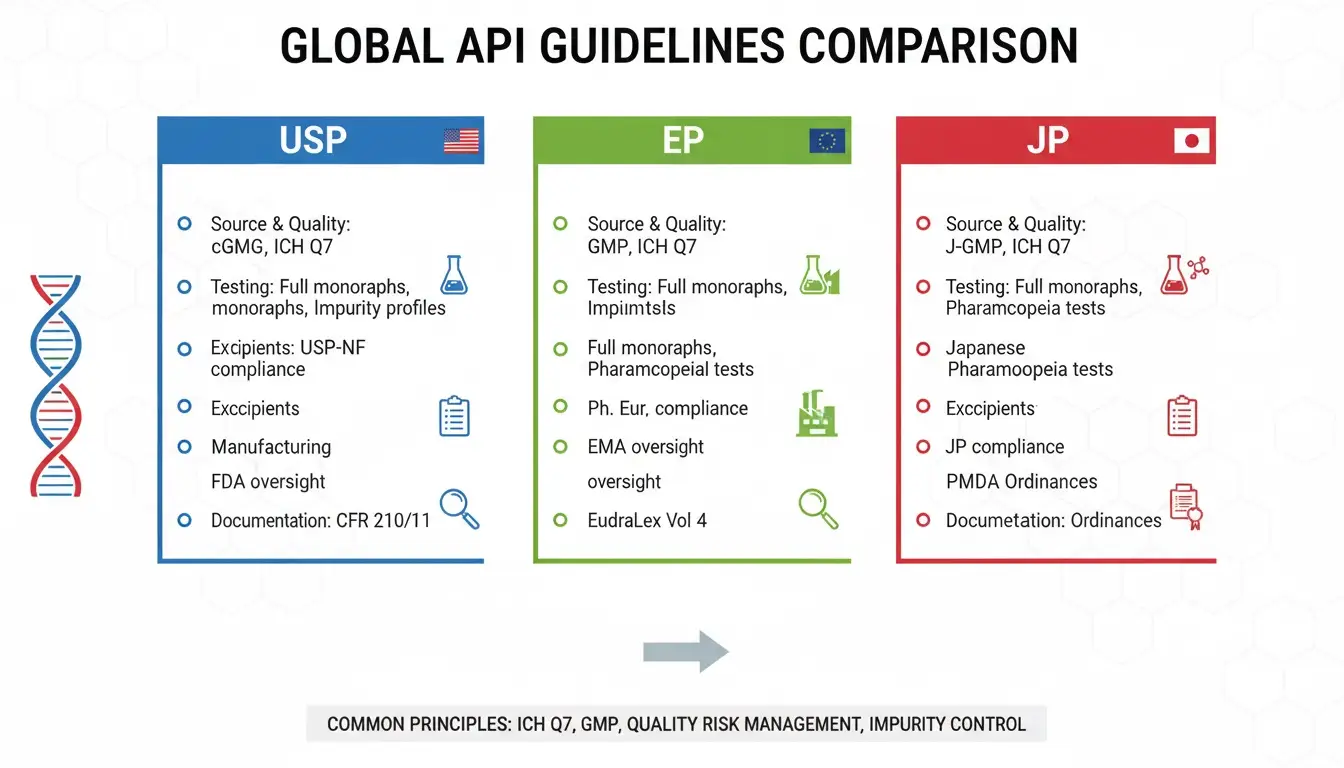 active pharmaceutical ingredients (APIs) guidelines comparison