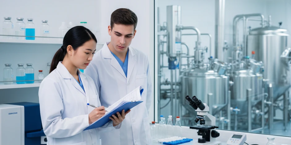Pharmacy student reviewing pharmaceutical manufacturing training materials during a pharma student internship to build GMP exposure and quality assurance internship experience.