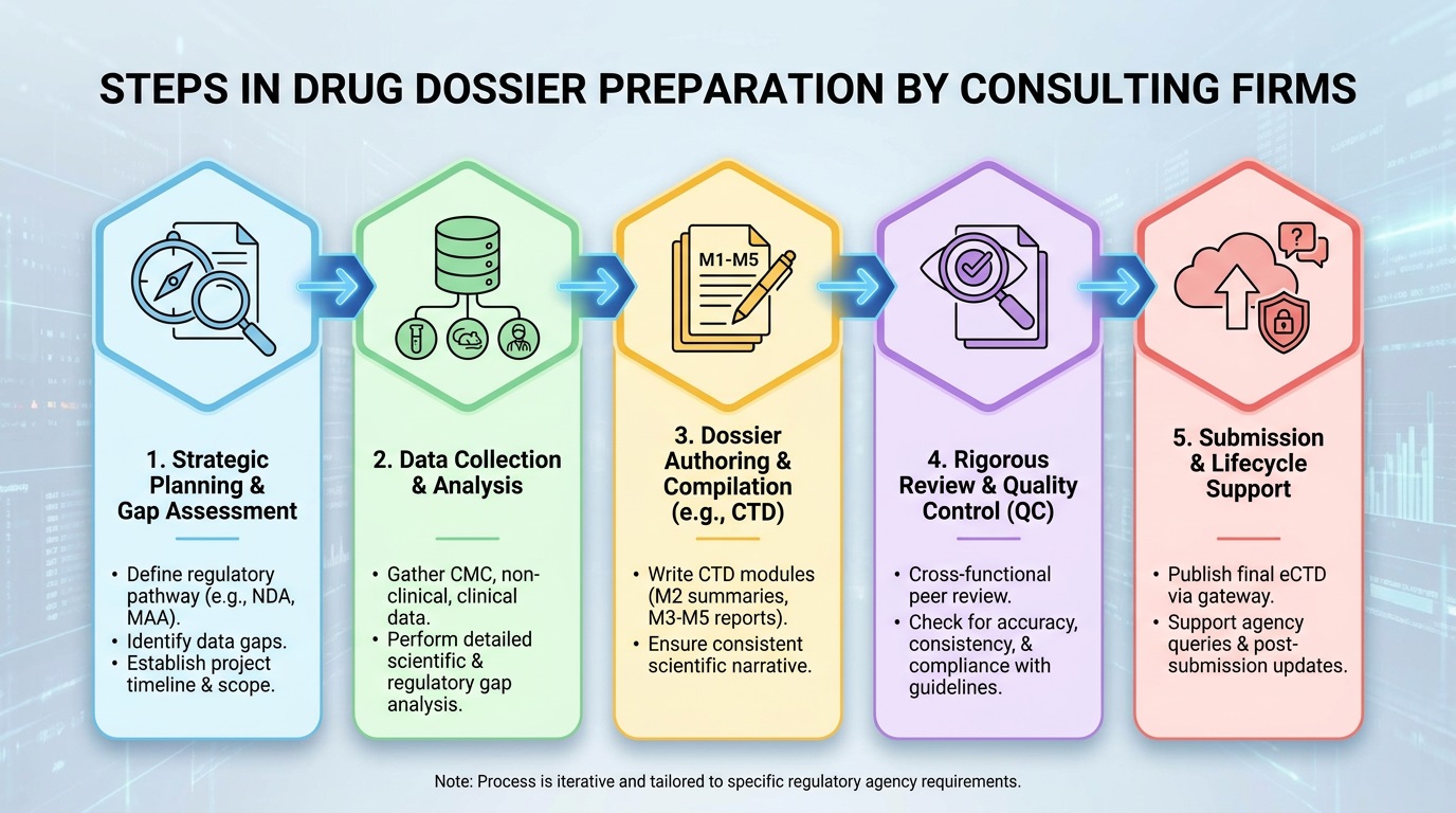 Steps in Drug Dossier Preparation by Consulting Firms