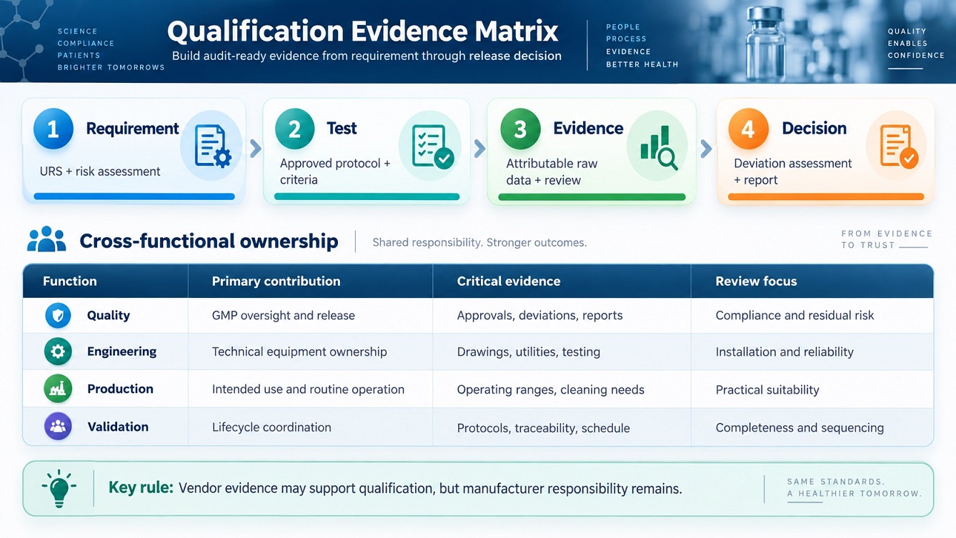 Audit-ready qualification evidence links requirements, testing, data review, and final release decisions