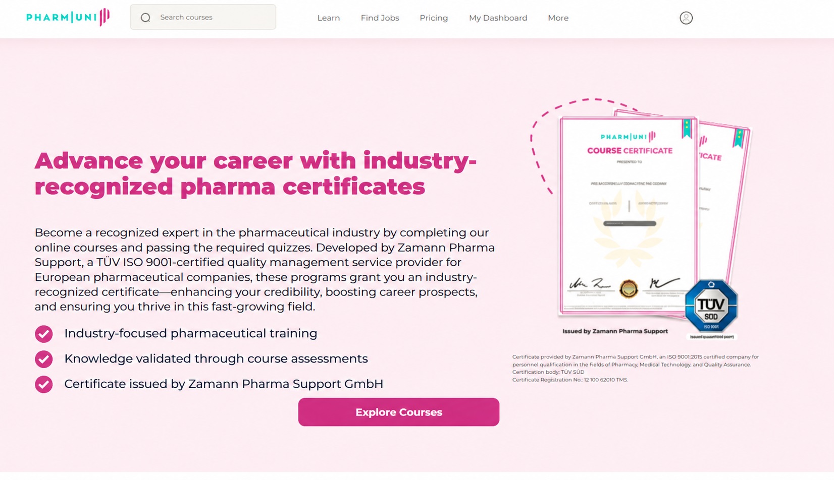 Pharmuni certificate highlights